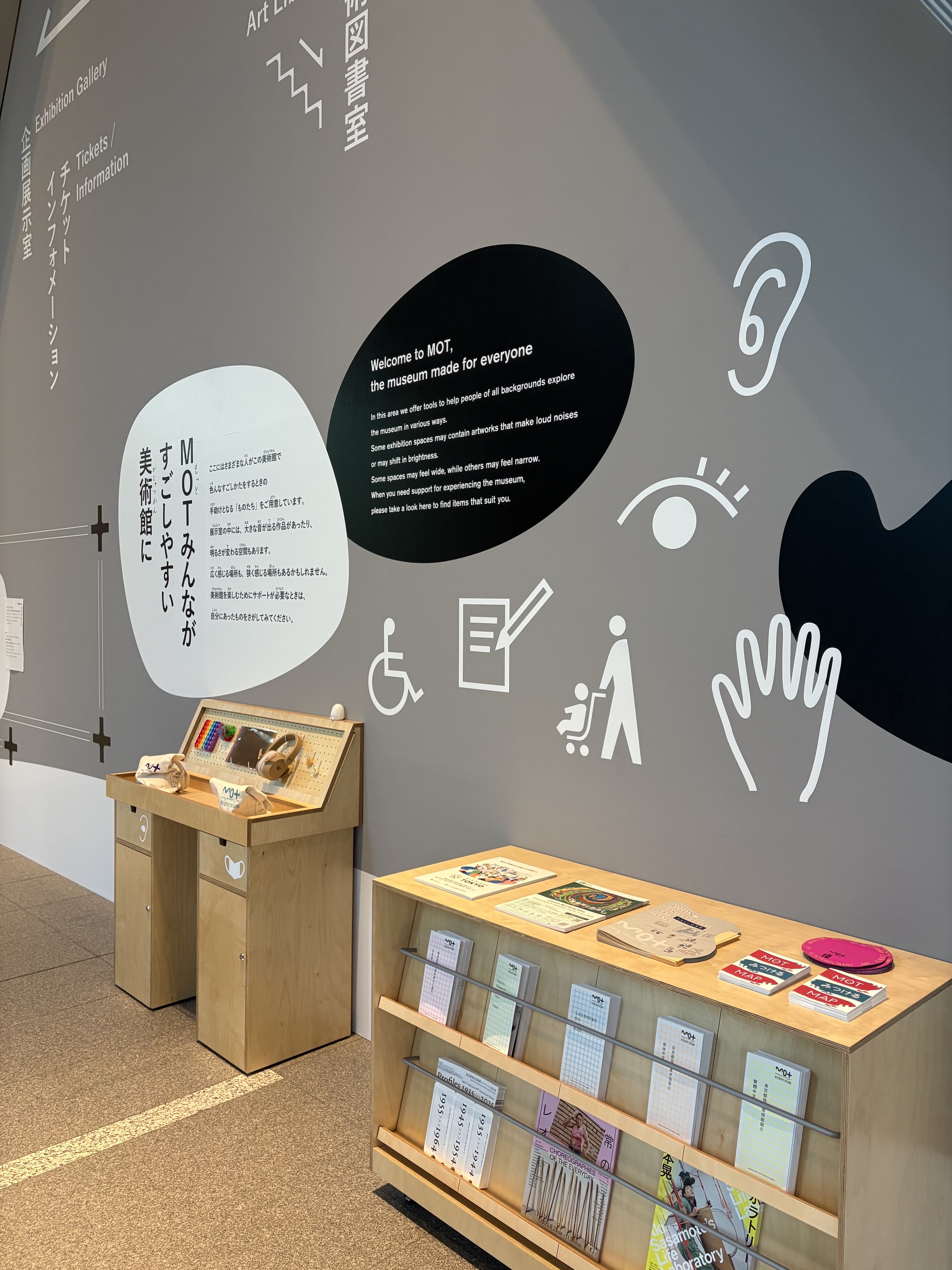 メッセージやアクセシビリティに関連する複数のイラストが描かれています