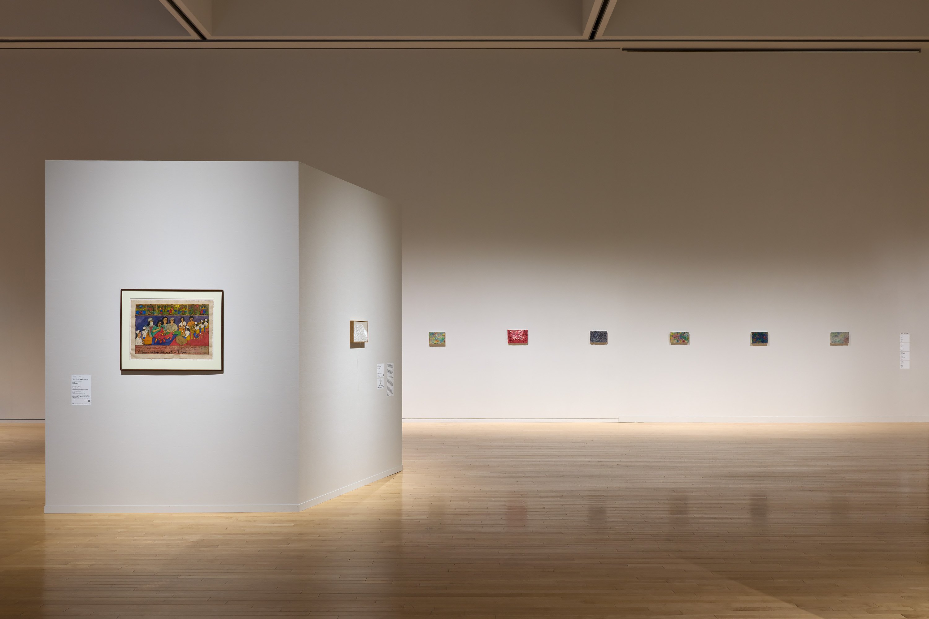 From left to right: Brenda V. Fajardo, “Tarot Card Series: Pilipina, Not Documented in Taiwan”, 1993; Aoyama Satoru, “Embroidery for Overlapping Hands”, 2025; Sasaki Ken, 2014–2024. Photo by Shunta Inaguchi.