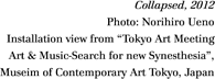 Collapsed, 2012 Photo: Norihiro Ueno Installation view from "Tokyo Art Meeting Art & Music-Search for new Synesthesia", Museim of Contemporary Art Tokyo, Japan