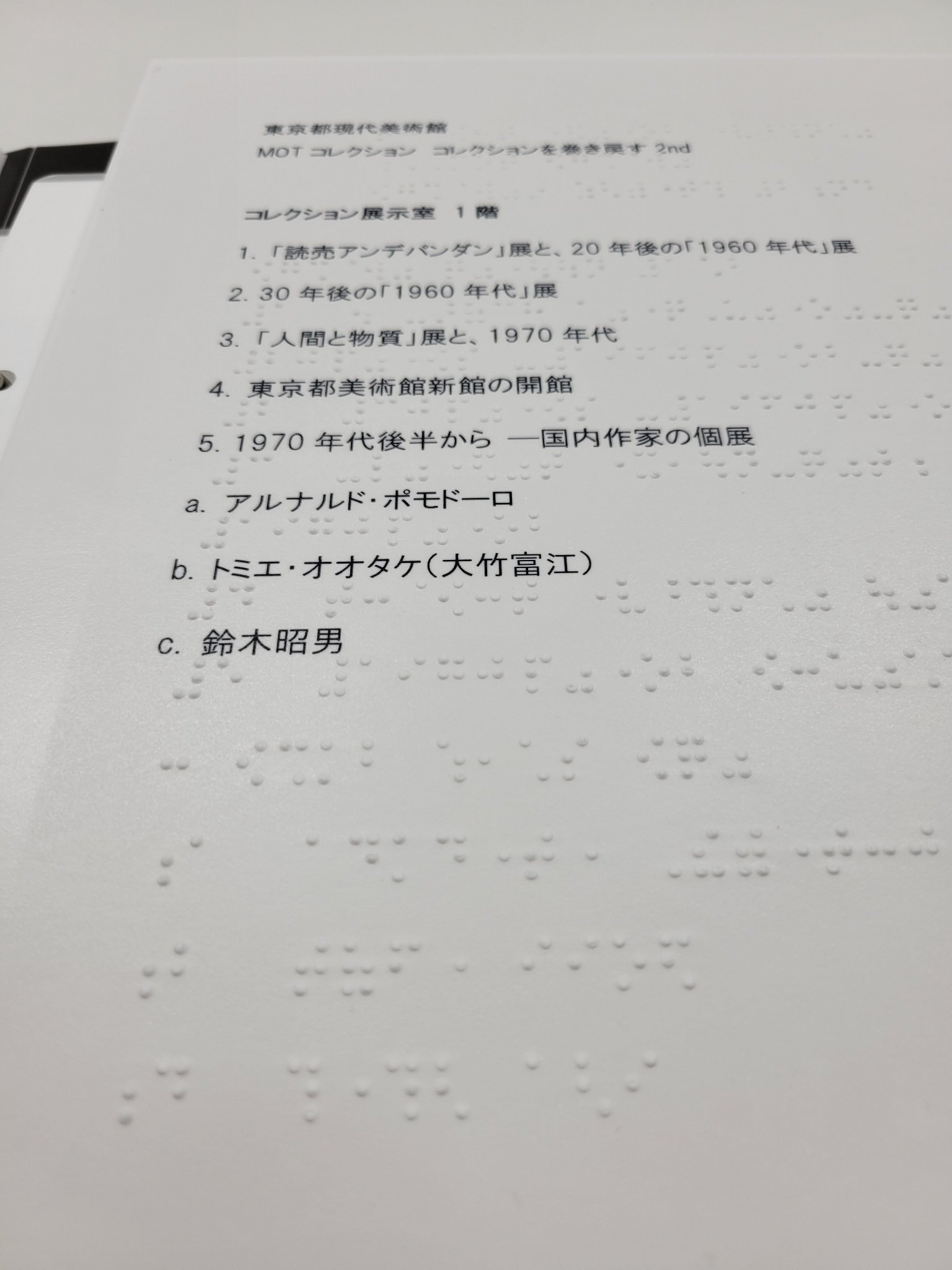 閲覧用：墨字と点字によるフロア一覧